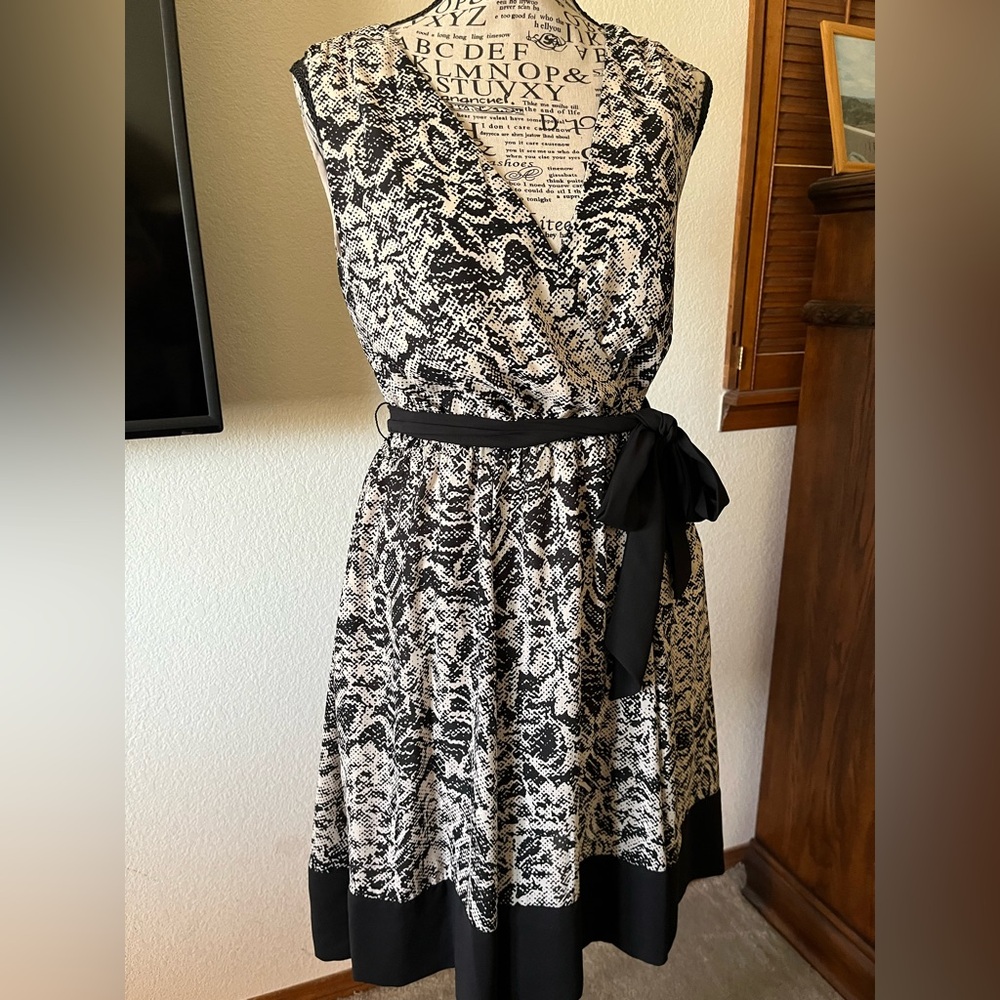 H&M Black and White Asymmetrical Fit and Flare Dress